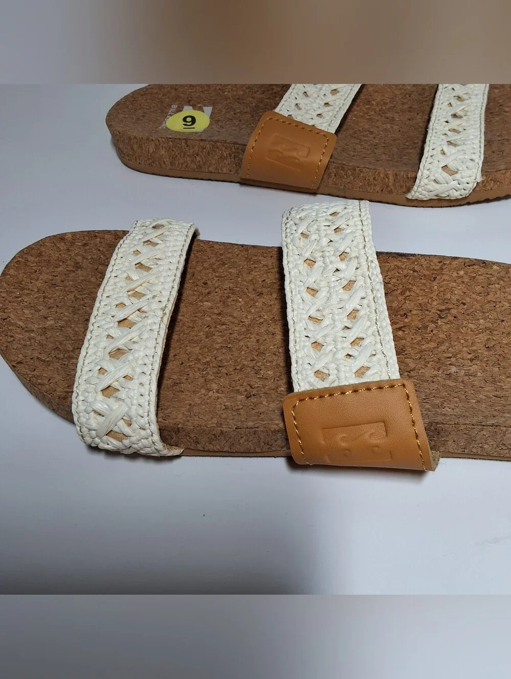 Billabong Women's White Woven Cork Slide Sandals